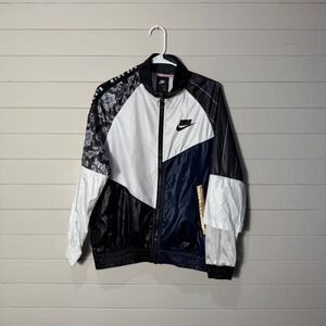Nike NSW Womens Colorblock Windbreaker Jacket Black White XS AR3025-010 NWOT